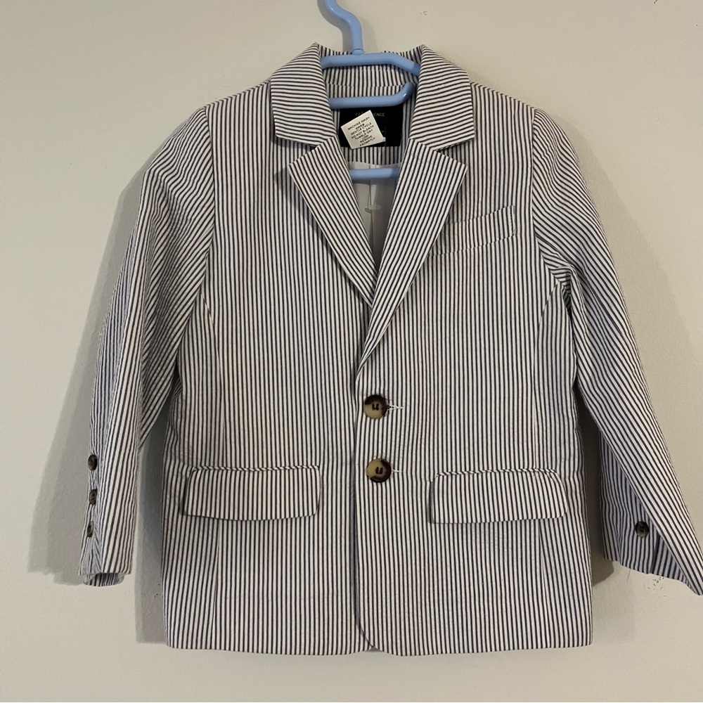TF Laurence boys Blue and White Seersucker Blazer Jacket size 4 NWOT